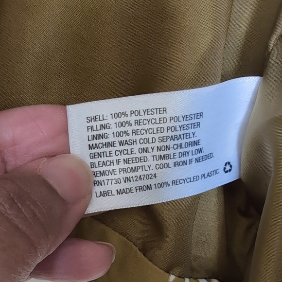 (Donated)Ava & Viv Mustard Puffer Jacket with White Pattern - Picture 7 of 7